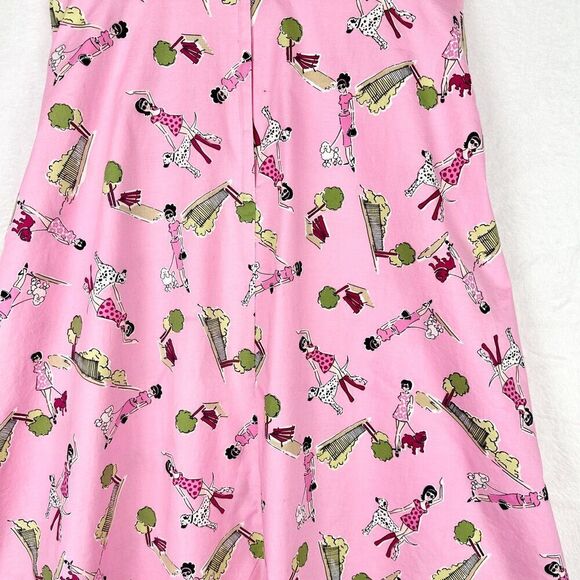Vintage Byer Too Dog Park Mini Dress Size 9 Modern 4 Pink Retro Bow Detail - Picture 7 of 9